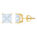 925 Sterling Silver Yellow-Tone Womens Cubic Zirconia Square Classic Studs Earrings