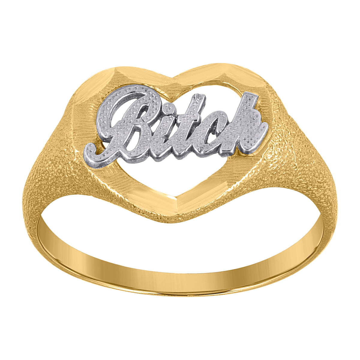10K Two-Tone Gold Mens Dc Heart Band Ring