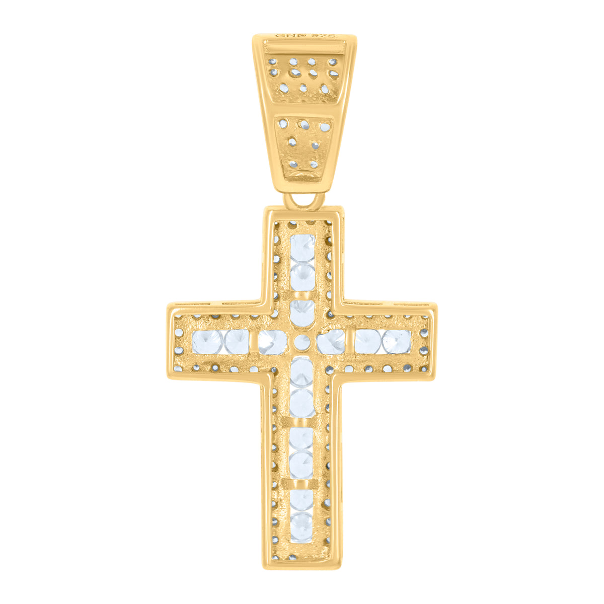 925 Sterling Silver Yellow-Tone Mens Cubic-Zirconia Cross Religious Charm Pendant