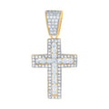 925 Sterling Silver Yellow-Tone Mens Cubic-Zirconia Cross Religious Charm Pendant