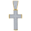 925 Sterling Silver Yellow-tone Mens Cubic-Zirconia Cross Religious Charm Pendant