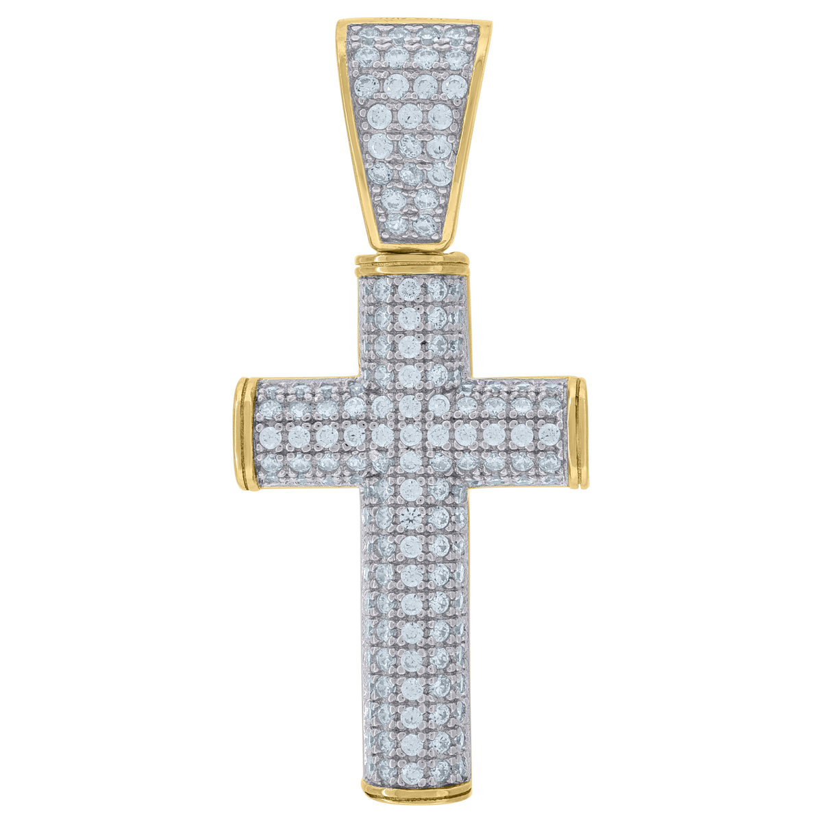 925 Sterling Silver Yellow-tone Mens Cubic-Zirconia Cross Religious Charm Pendant