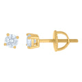 925 Sterling Silver Yellow-Tone Womens Cubic Zirconia Round Classic Studs Earrings