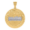 10K Two-Tone Gold Unisex Diamond-Cut Last Supper Religious Round Medal Pendant