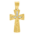 10K Yellow Gold Unisex Cubic Zirconia Cubic-Zirconia Crucifix Cross Religious Charm Pendant