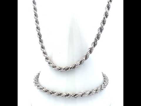 925 Silver Solid Rope Chain 4mm-7"