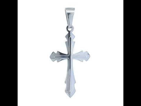Stainless Steel Two-layer Shiny Cross Religious Charm Pendant
