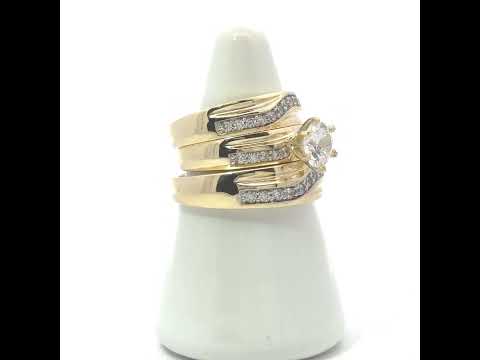 10K Two-tone Gold Cubic-Zirconia His & Hers Trio Ring Set