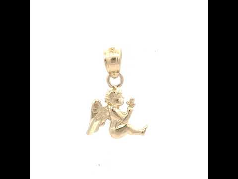 10K Yellow Gold Womens Angel Religious Charm Pendant