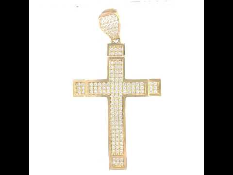 10K Yellow Gold Unisex Cubic-Zirconia Cross Polished Finish Religious Charm Pendant