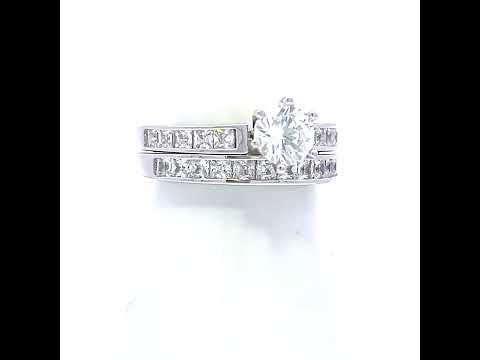 925 Sterling Silver Womens Cubic Zirconia Size-6 Round Center Stone Bridal Set Wedding Engagement Anniversary Band Ring