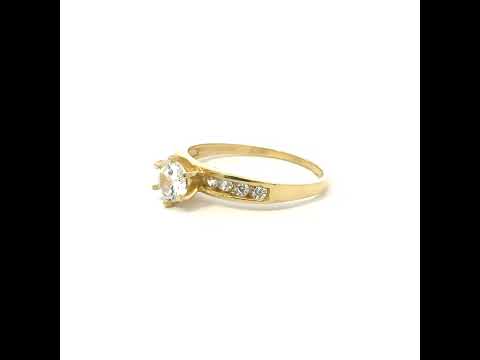 10K Yellow Gold Womens Cubic-Zirconia Engagement Ring