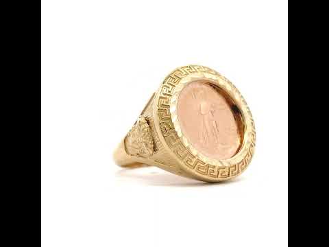 10K Two-tone Gold Mens Lady Liberty Symbol Ring