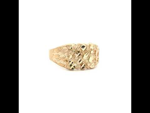 10K Yellow Gold Unisex Diamond-cut Nugget Fashion Ring S6-S10