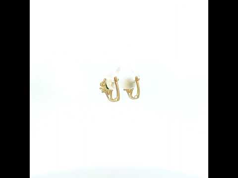 10K Yellow Gold Womens Green White Cubic-Zirconia Flower Fashion Latch Back Earrings