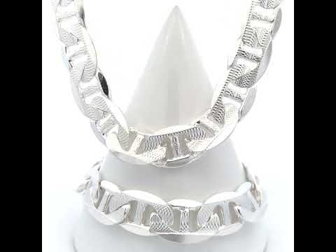 925 Sterling Silver Solid Pave Classic Mariner Chain 13mm-26