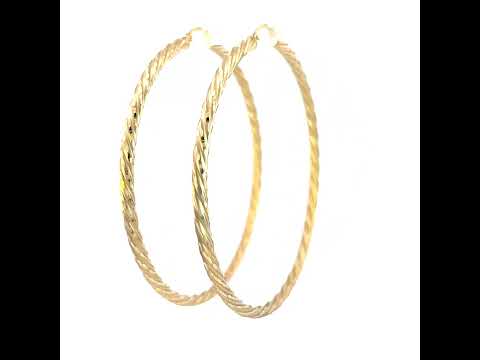 10K Yellow Gold Womens Diamond-cut Spotted Patterned Fancy Hoop Earrings 3mm-63