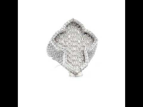 925 Sterling Silver Mens 3.32ct Round, 2.50ct Baguette Moissanite Cross Religious Ring