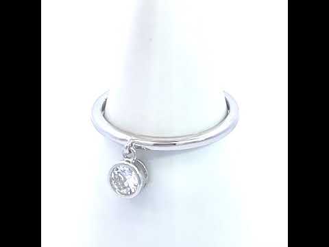 925 Sterling Silver Womens Cubic-Zirconia Round Dangle Fashion Ring Size 6