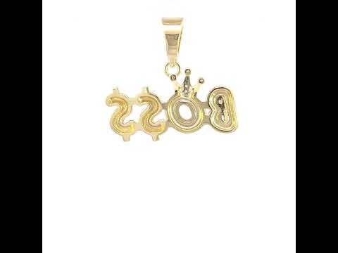 925 Sterling Silver Yellow-tone Mens Cubic-Zirconia Boss Fashion Talking Charm Pendant
