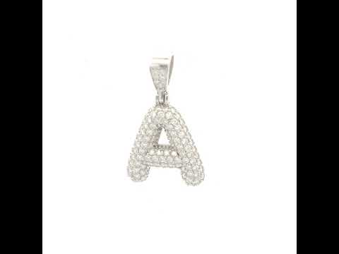 925 Sterling Silver 1.00ct Moissanite Initial Alphabet A Charm Pendant