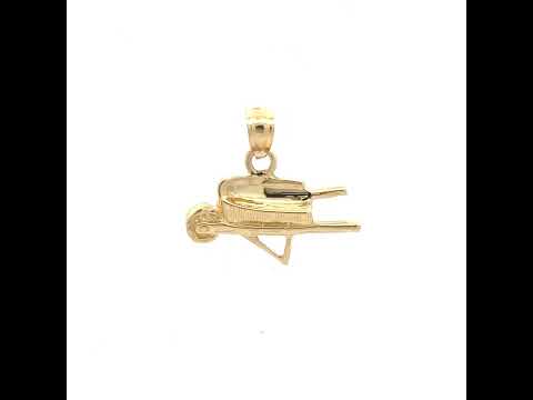 10K Yellow Gold Mens Wheel Barrow Occupation Charm Pendant