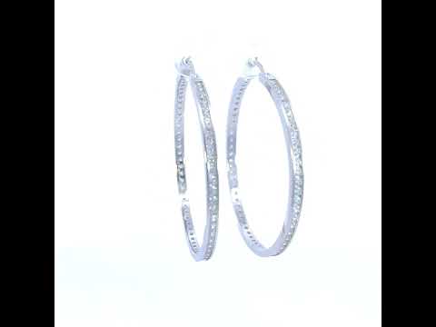 925 Sterling Silver Womens Cubic-Zirconia 3mm-48 Hoop Earrings