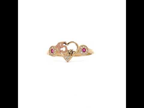 10K Two-tone Gold Womens Pink White Cubic-Zirconia Heart Anos 15 Quinceanera Ring