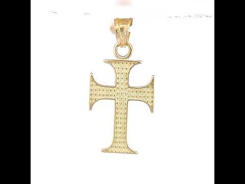 10K Yellow Gold Mens Cross Religious Charm Pendant
