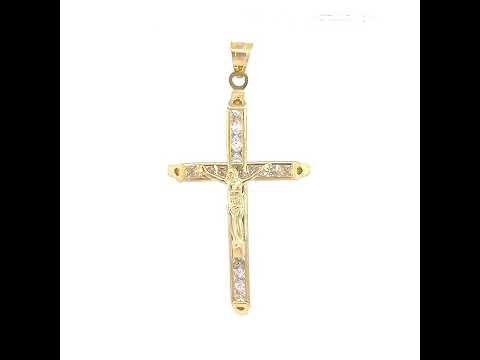 10K Yellow Gold Mens Cross Crucifix Religious Charm Pendant