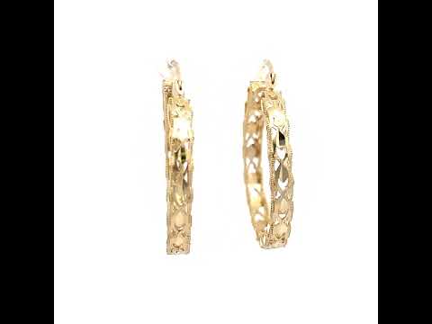 10K Yellow Gold Womens Hollow Round Hoop Earrings