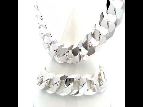 925 Silver Solid Super Flat Cuban Chain Silver 16mm-26