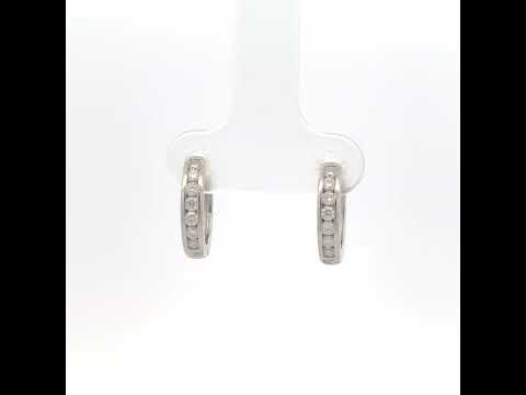 925 Sterling Silver Womens Moissanite Single Row Fashion Hoop Earrings