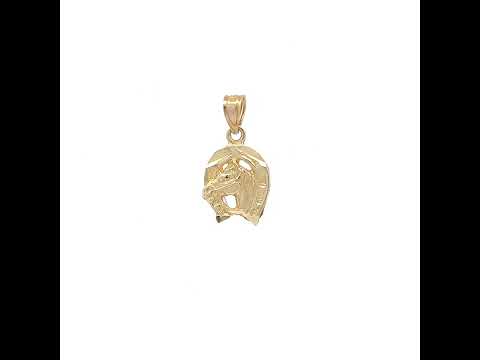 10K Yellow Gold Womens Mens Unisex Animal Horse Head Shoe Good Luck Charm Pendant