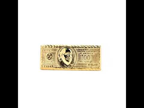 10K Yellow Gold Mens Dollar Bill Currency Ring