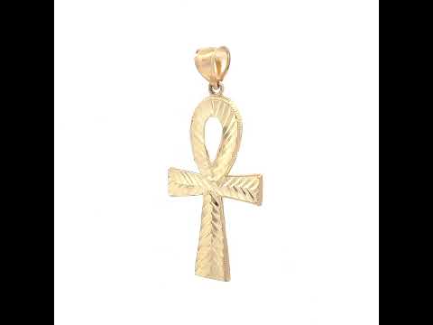 10K Yellow Gold Unisex Egyptian Ankh Cross Religious Charm Pendant