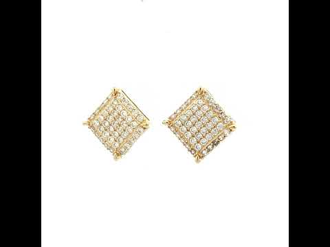 10K Yellow Gold Womens Cubic-Zirconia Square Stud Earrings
