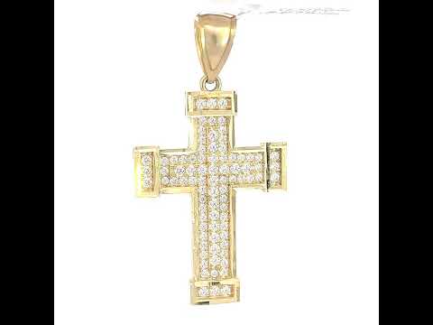 10K Yellow Gold Unisex Cubic Zirconia Cross Religious Charm Pendant