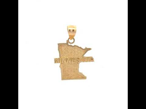 10K Yellow Gold Textured Unisex Minnesota State Charm Pendant