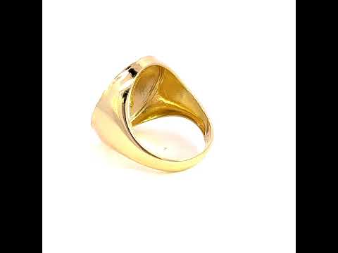 14K Two-tone Gold Mens Jesus Religious Ring