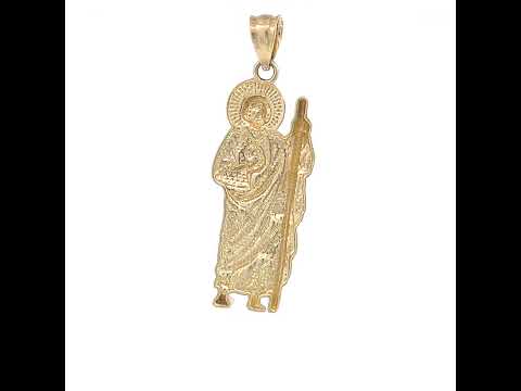 10K Yellow Gold Mens St. Jude Religious Charm Pendant