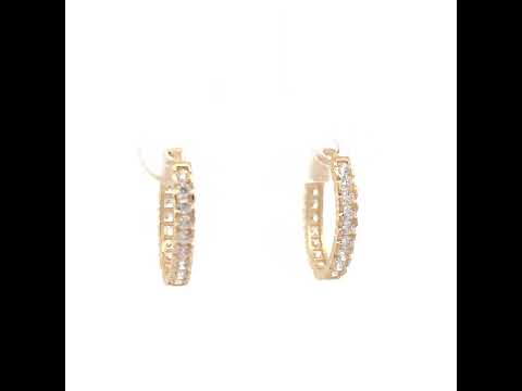 14K Gold Cubic Zirconia Hoop Earings