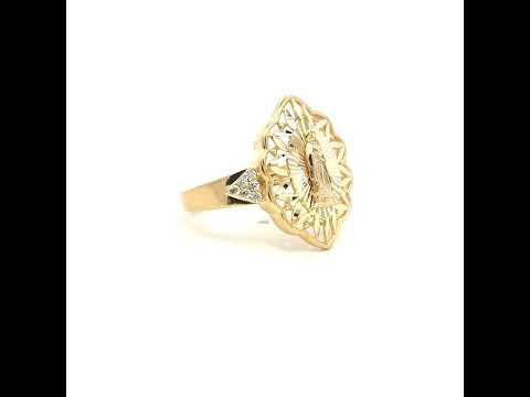 10K Two-Tone Gold Womens Cubic-Zirconia Guadalupe Religious Ring