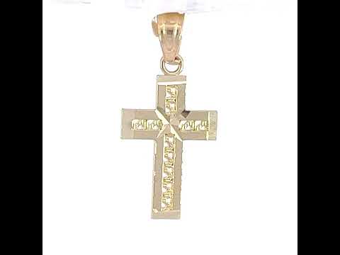10K Yellow Gold Mens Cross Religious Charm Pendant