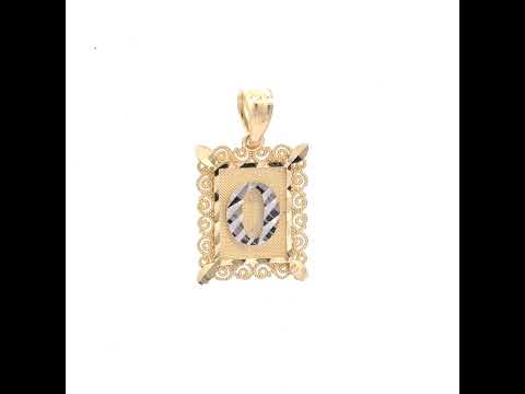 10K Two-Tone Gold Unisex Diamond-Cut Initial O Charm Pendant