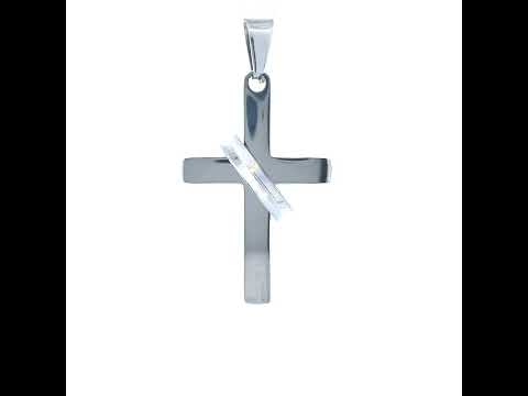 Stainless Steel Mens Halo Ring Cross Religious Charm Pendant