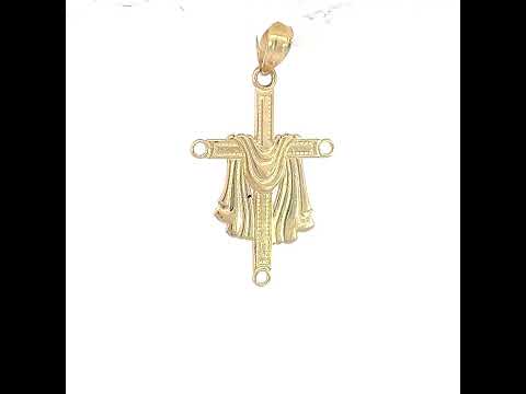 10K Yellow Gold Unisex Wrapped Cross Religious Charm Pendant