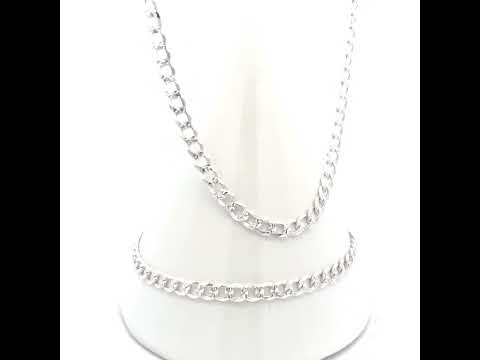 925 Silver Solid Pave Super Flat Cuban Chain Silver 4.7mm-22