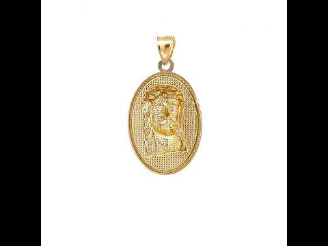 10K Two-tone Gold Mens Jesus Religious Charm Pendant
