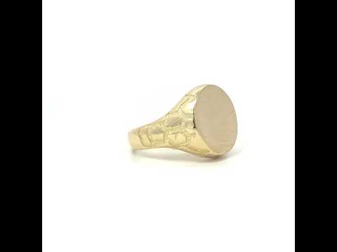 10K Yellow Gold Mens Round Head Signet Ring